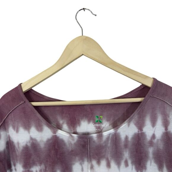 Green Tea X-Large Top Tie Die Short Sleeve Dolman Oversized Fit Pullover Womens - Picture 6 of 13